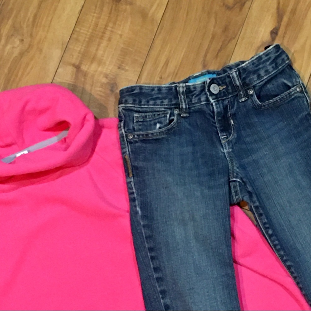Pink hoodie and skinny ballerina denim jeans 7 8 girl winter outfit set …